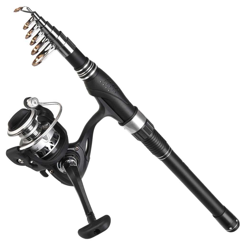 Комбо Удилище и Катушка Удилище Телескопическое из Углеволокна с Набором Катушек Приманки Джиг Крючки Рыболовная Сумка
