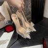 New Autumn High Heels, Thin Heel, Pointed Head, Crystal Bow, Summer Bag Head, Empty Women's Sandals, Wedding Shoes.