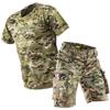 Summer Military Uniform Camouflage Tactical Short T Shirt & Shorts Men's Set Army Outdoor Working Hiking Hunting Clothing