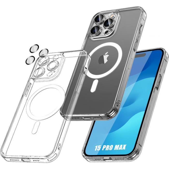 Чехол для iPhone 15 Pro Max - Прозрачный Ударопрочный с Магнитным Кольцом и Защитой Камеры Закаленное Стекло