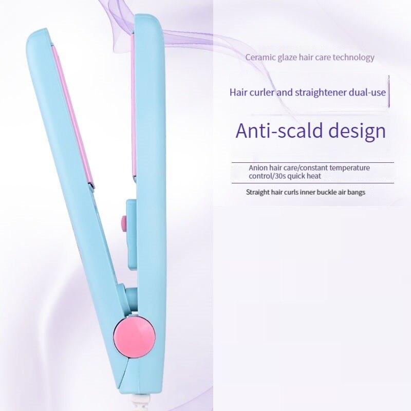 Мини-выпрямитель для волос с зажимом, маленькая вилка для завивки волос, прямые волосы для девочек, воздушные челки, портативный выпрямитель для волос