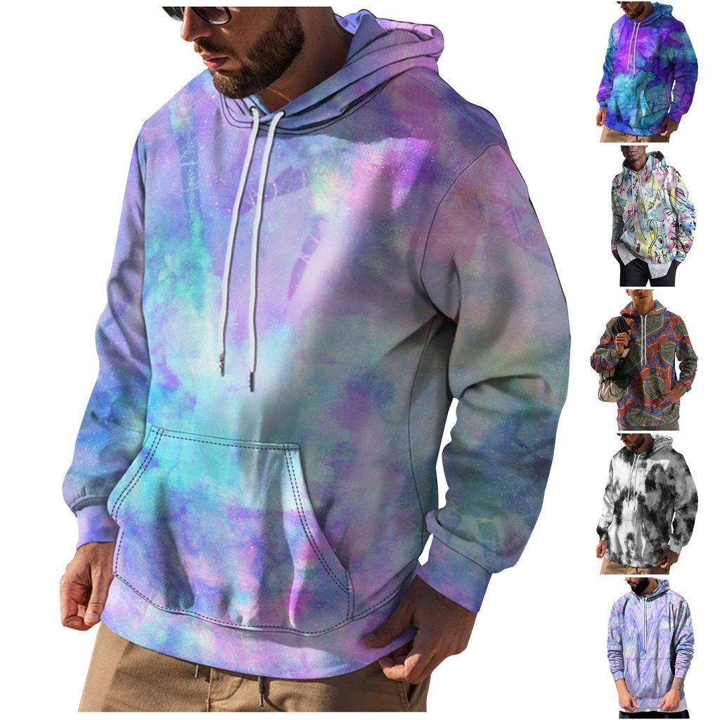 Men's Loose Printed Hooded Sweatshirt Men's Casual Fashion Sports Sweatshirt