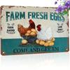 Vintage Tin Sign Farm Fresh Eggs Wall Art 8x12 Inch Kitchen Decor Plaque