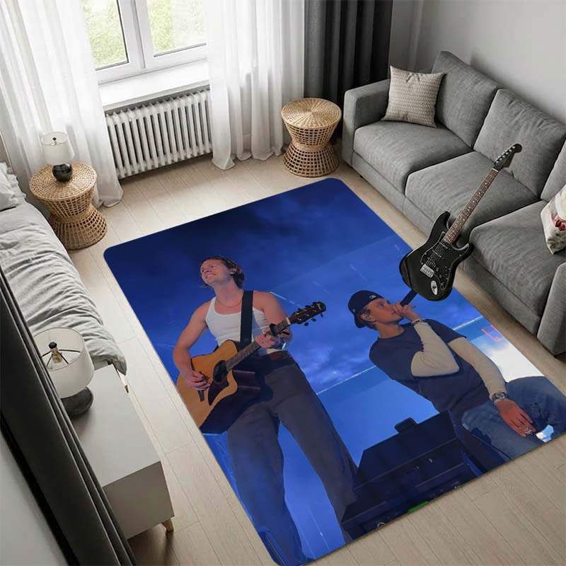 Rock Band Live Concert Stage Print Area Rug Non‑Slip Floor Mat Carpet for Living Room Bedroom Home Interior Decor Music Themed Floor Decoration