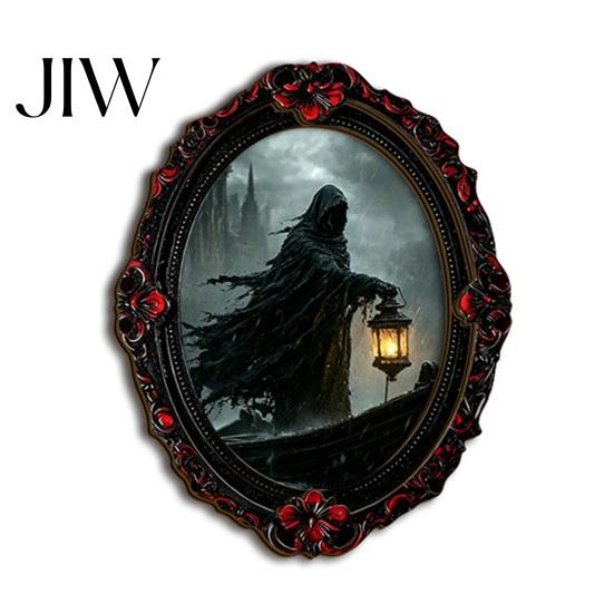 Halloween Refrigerator Magnets Magnetic Fridge Magnet, Ghost Witch Photo Frame, Wooden Vintage Theme Home Ornaments Frame Decoration, Atmospheric Dark
