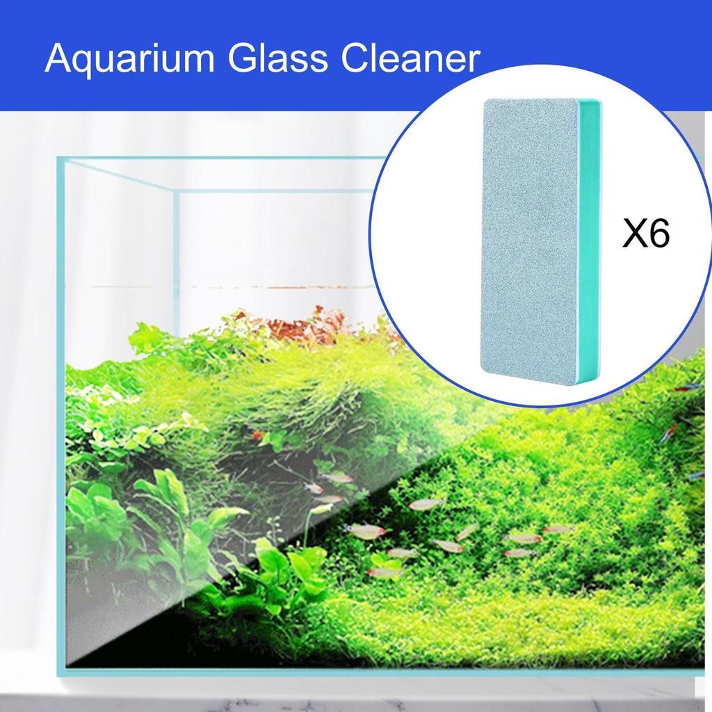 6 Pieces Aquarium Glass Cleaner Fish Tank Scraper Non Scratch Sponge for Algae Limescale Removal Turtle Tank Pond Kitchen Tile