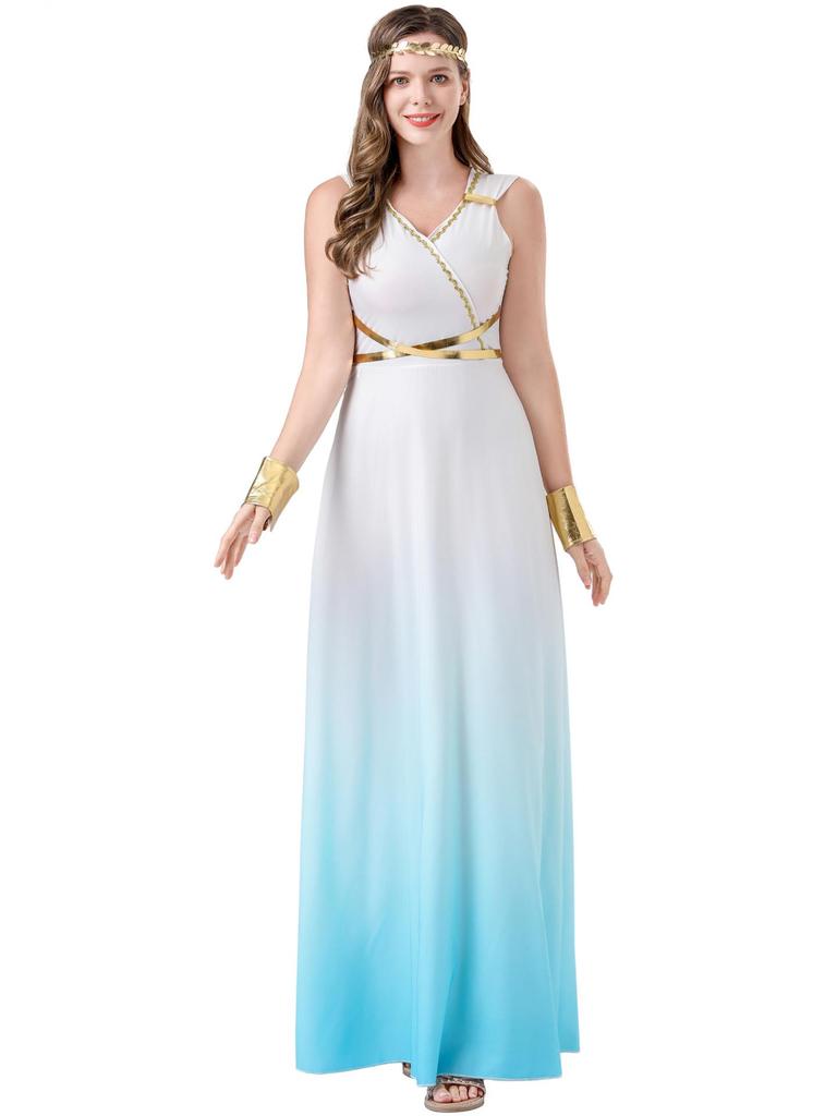 Greek Goddess Halloween Costume - Cosplay Masquerade Party Dress for Stage Performance