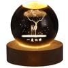 Crystal Globe Light 3D Engraved Glowing Crystal Ball Night Light Romantic Ambient Lamp with Wooden
