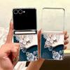 Магнитная защита шарнира Прозрачный чехол Для Samsung Galaxy Z Flip 7 FE 6 5 Flip7 Flip6 Flip5 5G Элегантный 3D Цветочный Жесткий ПК Задняя крышка