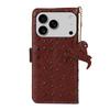 For iPhone 17 Pro Max Case RFID Blocking Genuine Cow Leather Phone Case Ostrich Texture