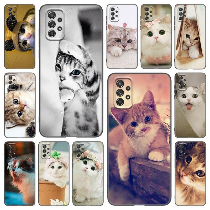 Милый кавайный чехол для телефона с котенком и кошкой для Samsung Galaxy A21 A30 A50 A52 S A13 A22 A32 A33 A53 A73 5G A11 A12 A31 A51 A70 A71 A72
