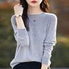 One-line Ready-to-wear Rolled Round Neck Hollow Wool Sweater for Women In Summer Loose Versatile Thin Wool Base Shirt for Women