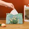 Oil Painting Tissue Case Leather Car Tissue Box Creative Napkin Holder  Home