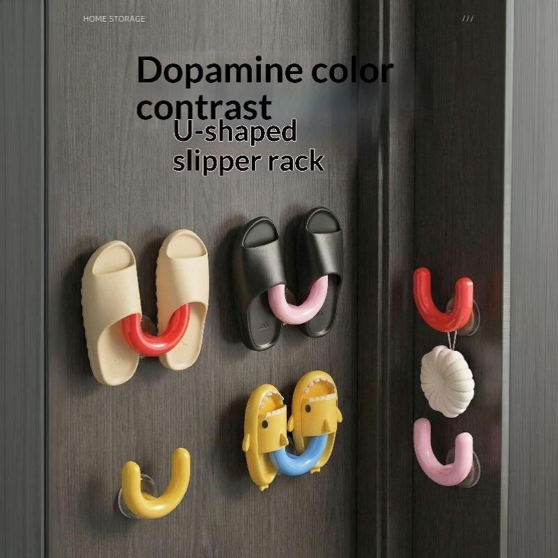 Держатель для шлепанцев на присоске Dopamine Многофункциональная U-образная влагостойкая полка для ванной комнаты прачечной