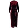 Zhili Noble Ladies' Velvet Pleated Waist Dress – 3D Cut, Spring/Autumn Style