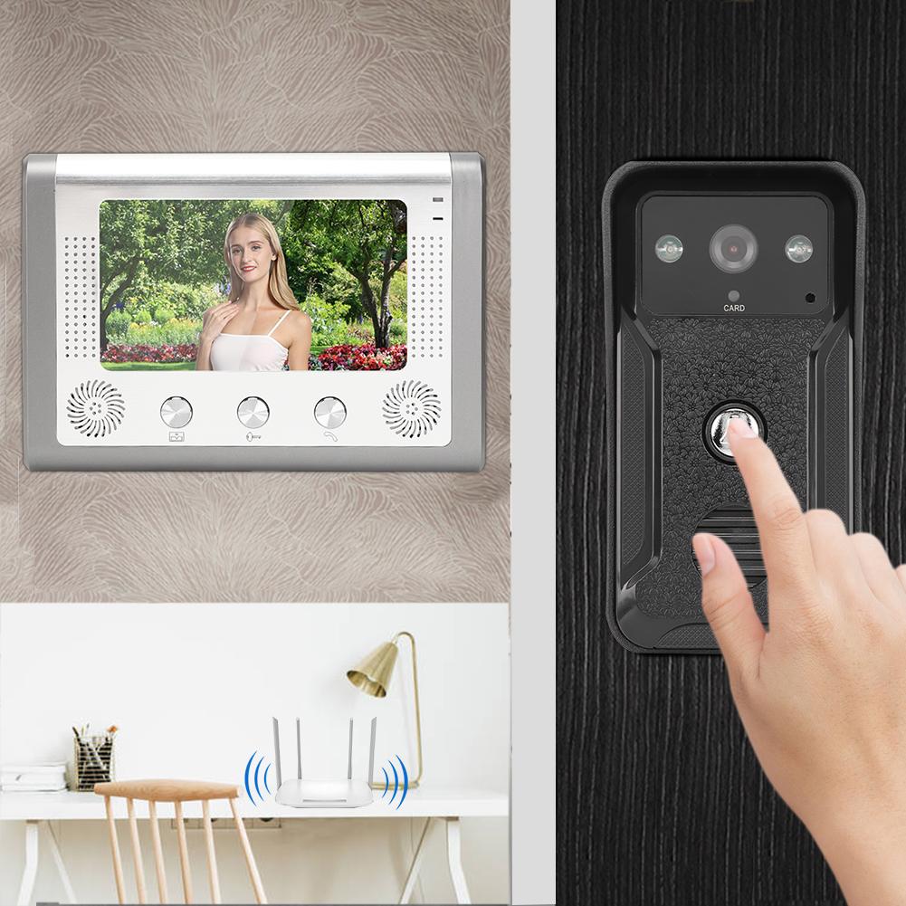 7-дюймовый дверной звонок с ночным видением TFT ID-карта Интерком-камера Видеодомофон