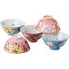 Rice Set of Diameter 11 X Height Lucky Inside and Rice Bowl Set of Rice Bowl Mino Made In Japan Ale-net Bowls, 5, 6cm, Outside, 5, Set, Porcelain,