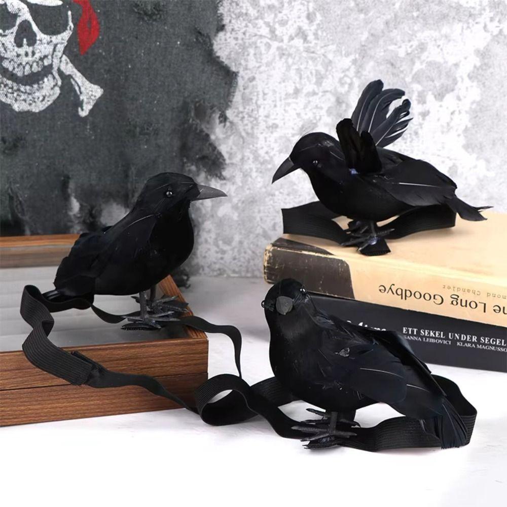Cosplay Costume Props Halloween Simulation Crow Plush Crow Toy  Holiday Party Decoration