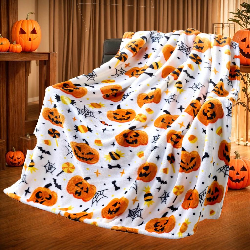 Halloween Throw Blanket Witch Soft Plush Cozy Flannel Halloween Blanket Decoration For Party Sofa Bed Living Room