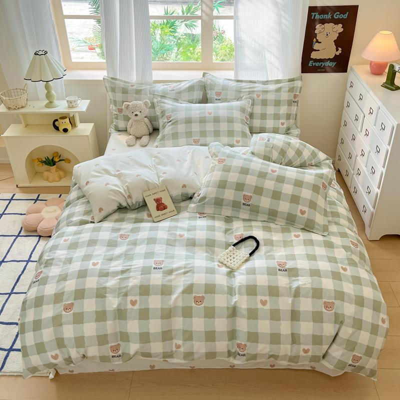 Комплект из четырех предметов, пододеяльник из чистого хлопка, простыня из хлопка, комплект из трех предметов для односпальной кровати в общежитии