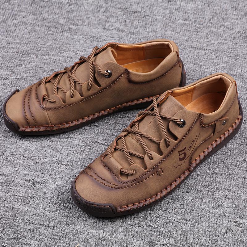 Мужская мужская обувь большого размера 38-48, модная повседневная кожаная обувь, мужская кожаная обувь ручной работы