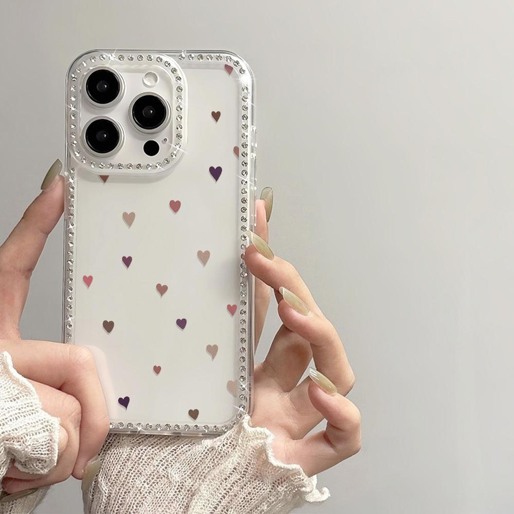 Чехол для телефона с блестками и бриллиантами в форме сердца для iPhone 17 Pro Max Чехол iPhone 16 14 12 11 13 15 Pro Max Air Bling Мягкий силиконовый чехол