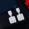 Needle Slightly Inlaid Zircon Full Diamond Stud Earrings Ladder Square Zircon Women'S Earrings.