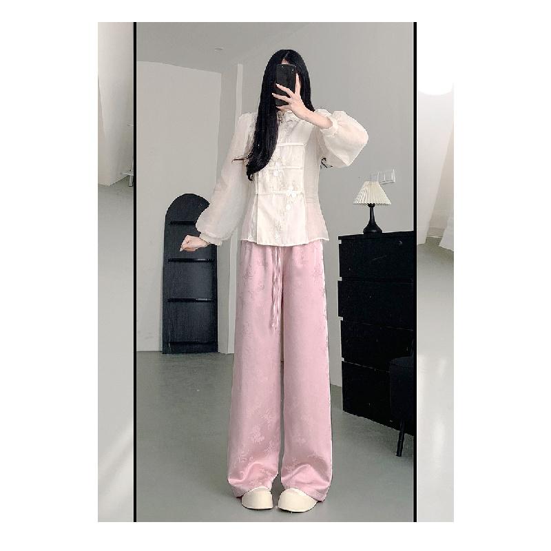 Women's Wide-Leg Pants Spring/Autumn 2026 New Casual Loose Chinese Style Long Pants
