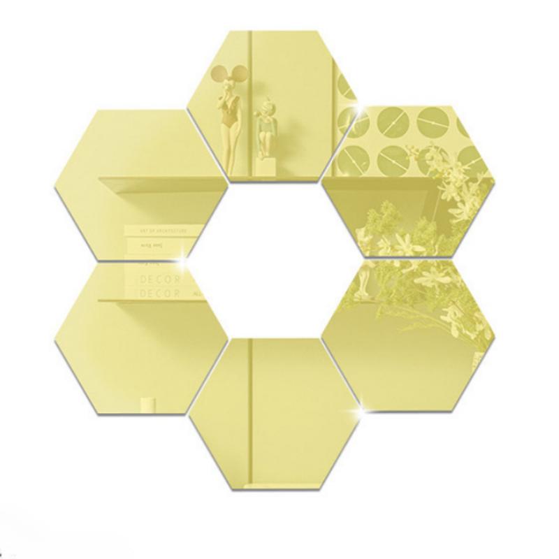 12pcs *10*8.5*5cm Acrylic Decorative Wall Decals Hexagon Mirror Wall Stickers for Home Decoration Room Decor