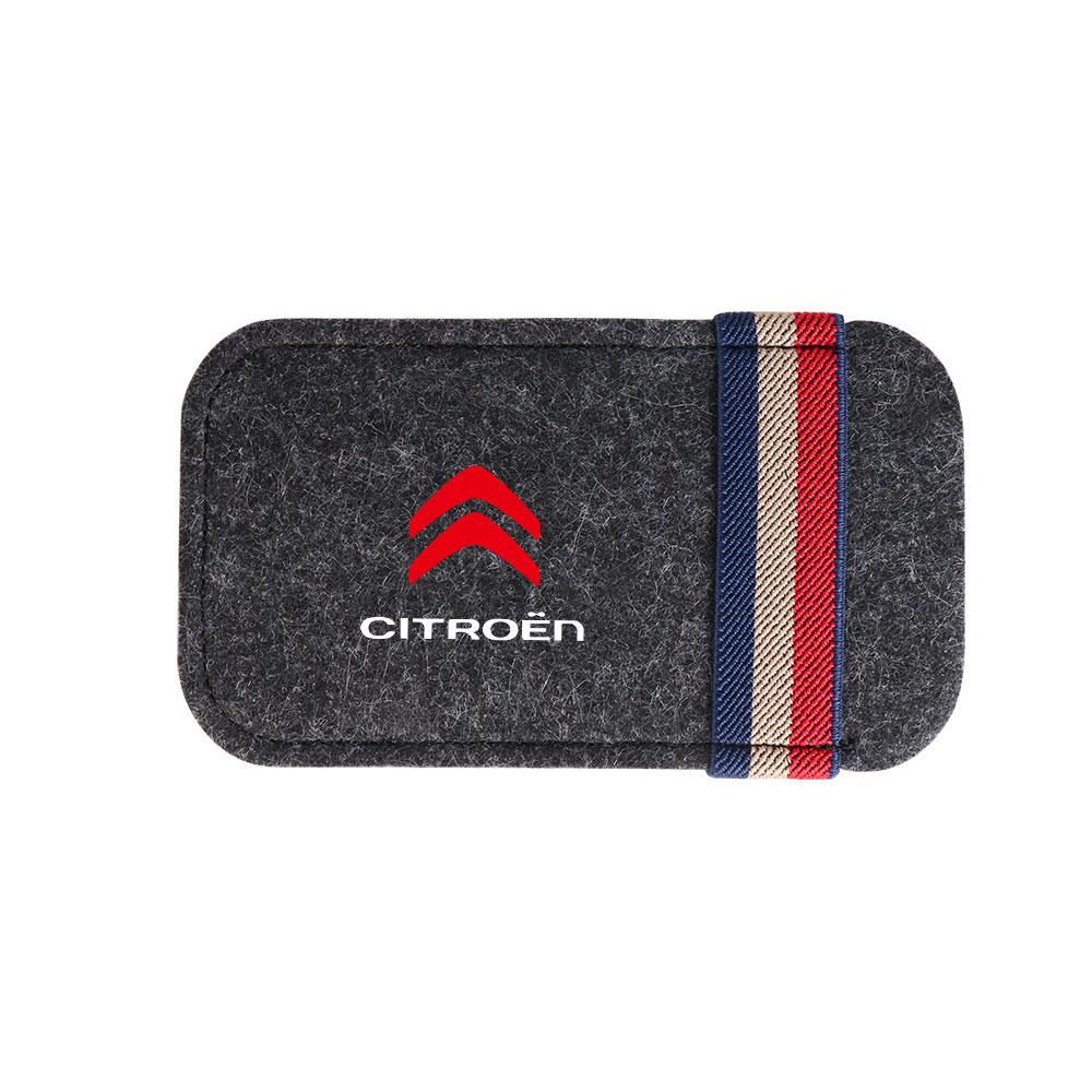 URXE5 1pc Felt Car Sunglasses Organizer Bag Eyeglass Storage Clip For Citroen C1 C2 C3 C4 C4L C6 C5 VTS DS5 Auto Accessories Styling