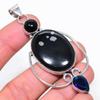 Snowflake Obsidian, Onyx Handmade 925 Sterling Silver Jewelry Pendant 3.15" H0B88