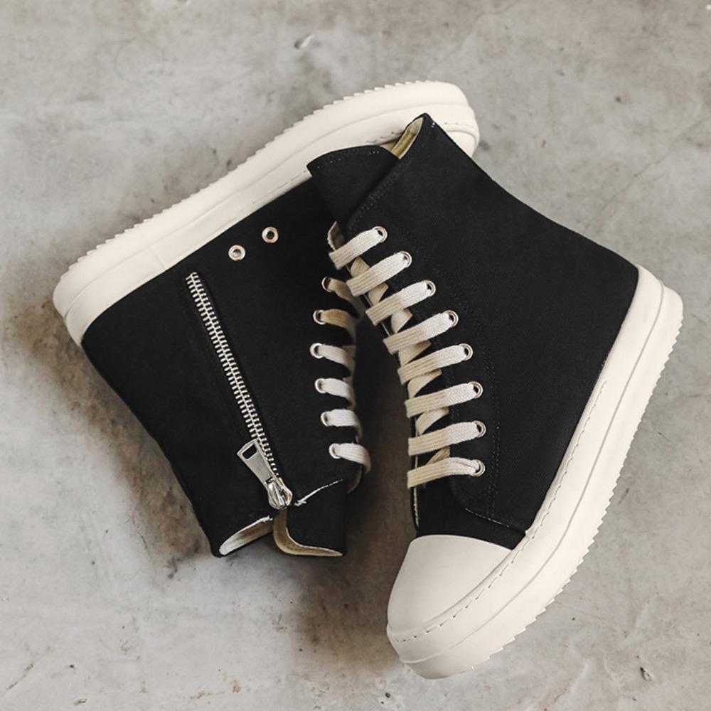 Парные туфли из вулканизированного холста 2024 года, новые повседневные туфли с низкой посадкой и боковой молнией, женские высокие кроссовки из холста для женщин