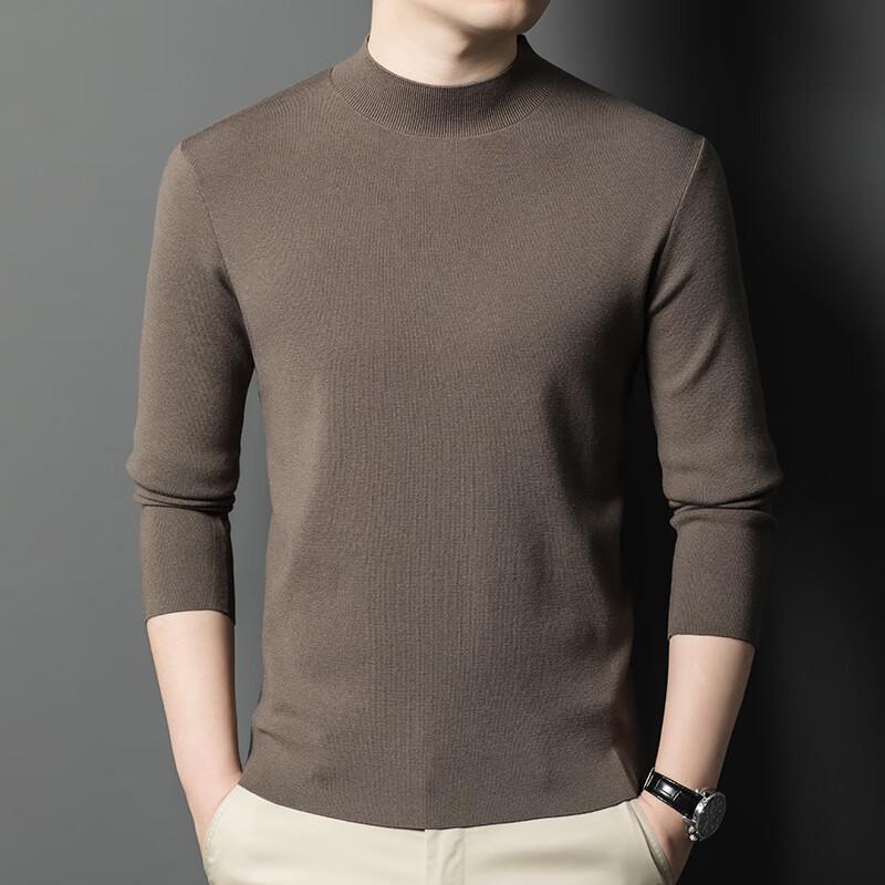 Men's Solid Half-High Neck Pullover Sweater