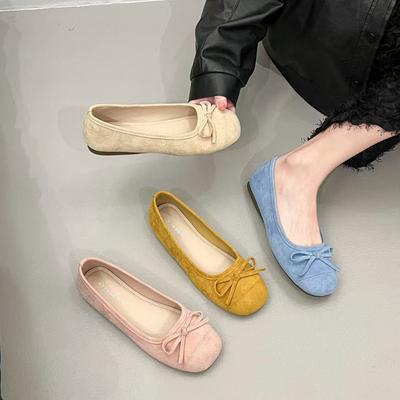 Балетки Doudou с плоскими подошвами и мелким ртом Fairy Wind 2025 года, весна и осень, новые ретро-туфли с одной педалью из замши, женские