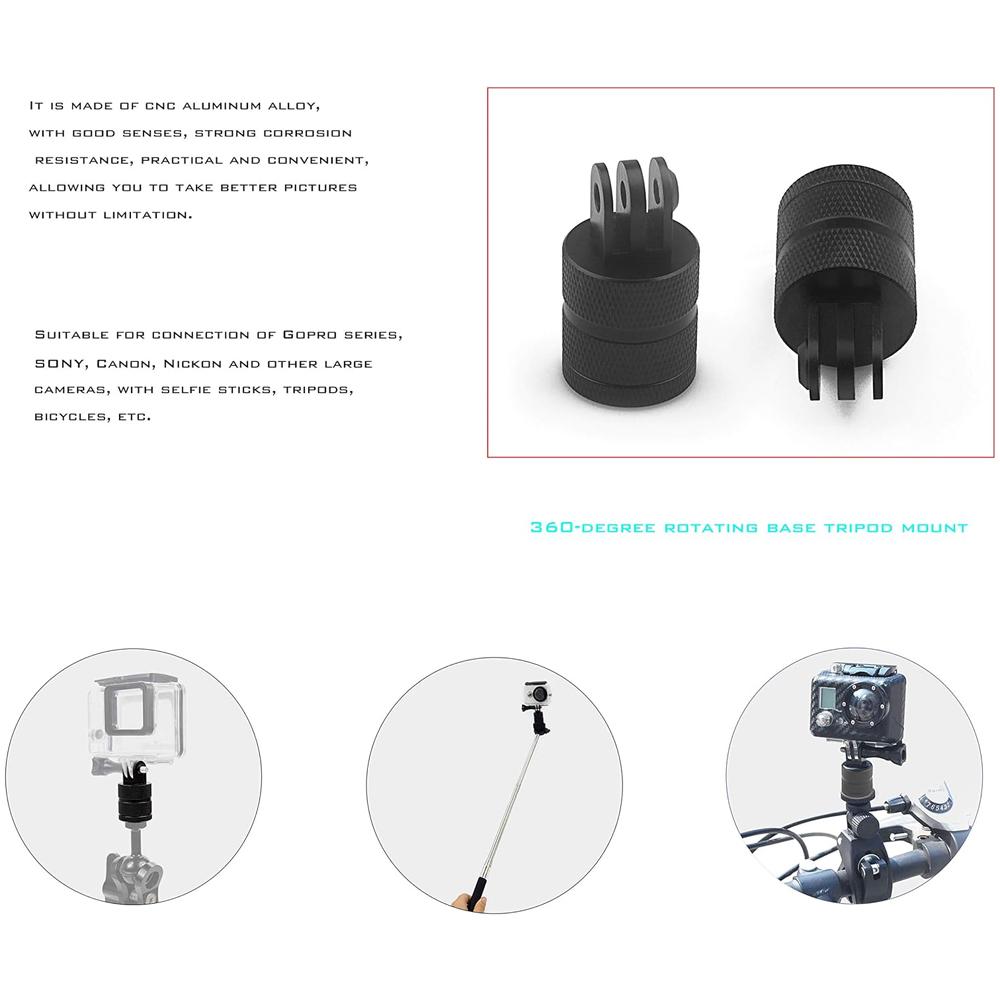 Алюминиевый штатив с креплением 1/4" и вращением на 360° для GoPro Hero 13 12 11 10 9 Insta360 X4 X3 DJI Osmo Action 5 4 3 2 Аксессуары для камер