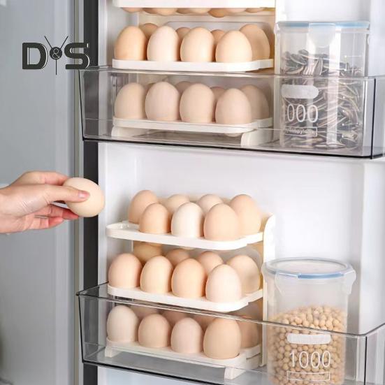Egg Storage Container Large Capacity Food Grade BPA Free Foldable Design Portable Egg Holder Refrigerator Tray