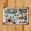 Винтажная металлическая табличка для прачечной LAUNDRY Сегодня или Завтра Настенное искусство для ретро-декора дома Прочная железная табличка Легко повесить Идеа