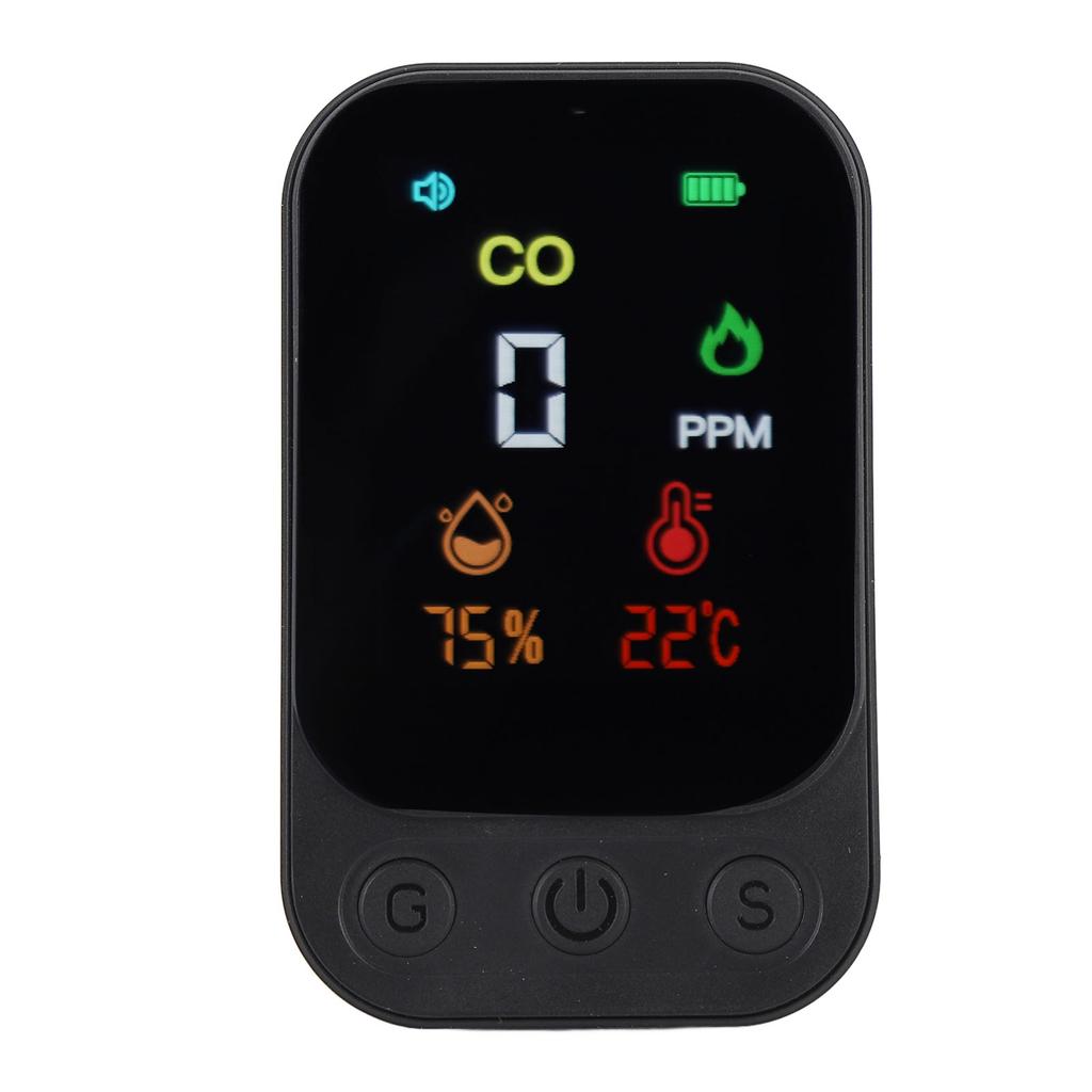 CO Detector Multifunctional Portable Temperature Humidity CO Tester for Travel Tent Picnic 5V
