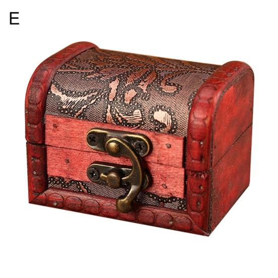 Wooden Box Vintage Style Floral Craft Old Memory Touch Jewelry Storage Wooden Treasure Case for Collection