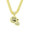 Europe and America Cross Border Emoji Angry Middle Finger Expression Full Diamond Pendant Cuban Link Chain Personalized Hip Hop Hipster Necklace