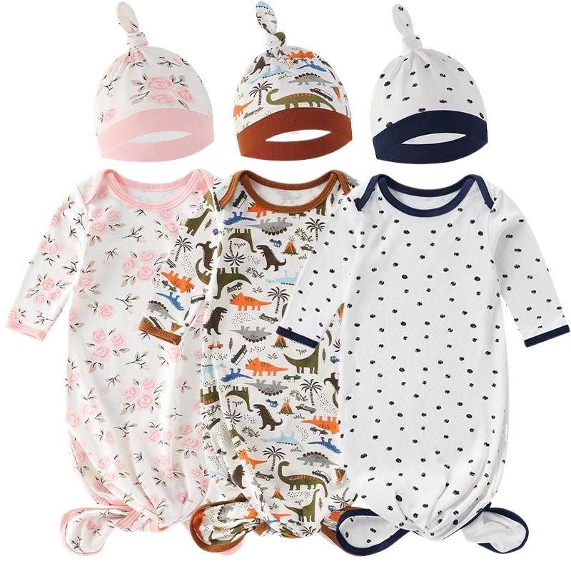 Спальный мешок для новорожденных с шапочкой, 100% хлопок, детская пеленальная пижама для мальчиков и девочек, однотонное пеленальное полотенце с принтом для младенцев 0-12 мес.