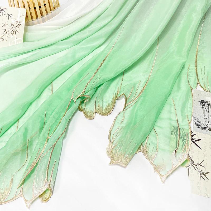 150x100cm Embroidery Lotus Leaf Soft Fabric DIY Hanfu Shirts Doll Cloth Chinese Style DIY Sewing Craft Organza Tulle Fabric New