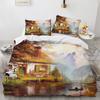 Красивая картина пододеяльник комплект постельного белья из полиэстера размера King Queen для детей мальчиков девочек одеяло покрывало с рисунком домика и дерева