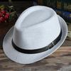 Men's Hat Woven Straw Sunshade Hat Casual Hat Belt Buckle Beach Hat Straw Sun White Wedding Black Belt Fedoras
