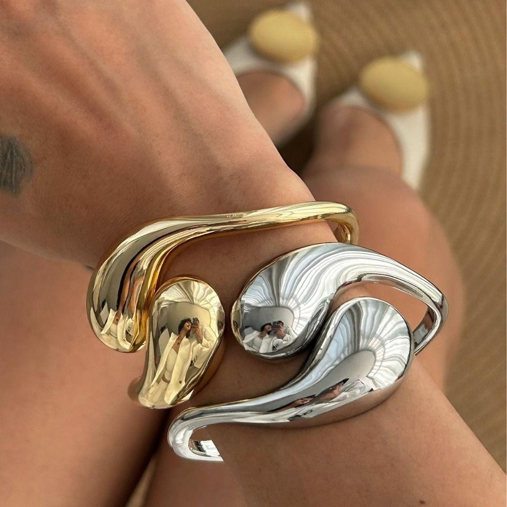 Золотой Серебряный Панк Браслет Сплав Материал Металлический Браслет Геометрический Браслет Вечеринка