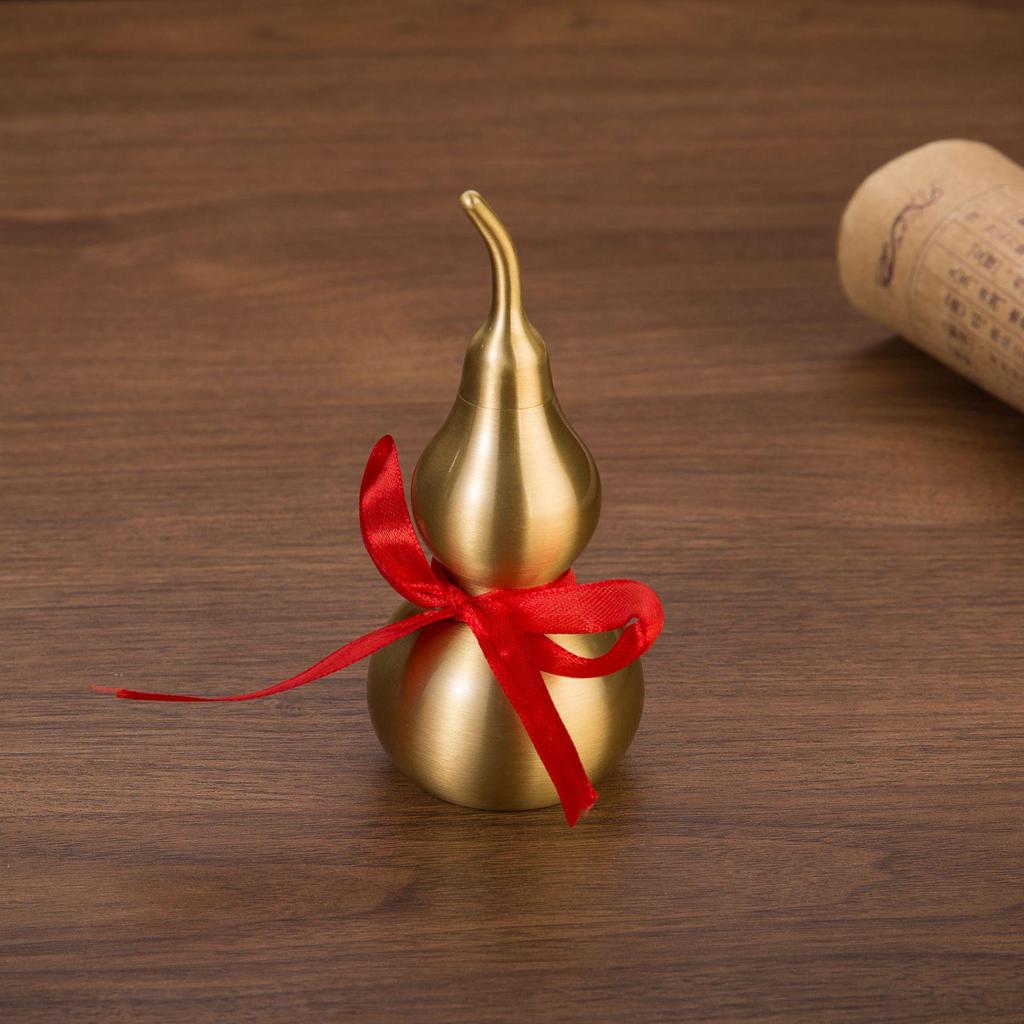 Exquisite Brushed Brass Gourd Pendant - Home Entrance Ornament & Housewarming Gift