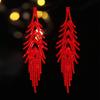 Новые трендовые длинные рождественские серьги с кисточками, высококачественные нежные красные серьги, женские серьги, 1 пара