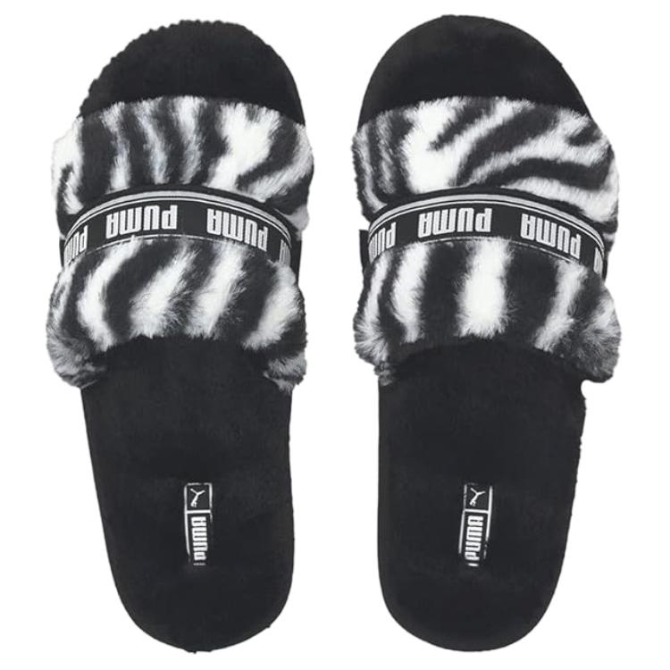 Puma Fluff Wild Bx Удобные Универсальные Шлепанцы Женские сандалии Черный 385345-01