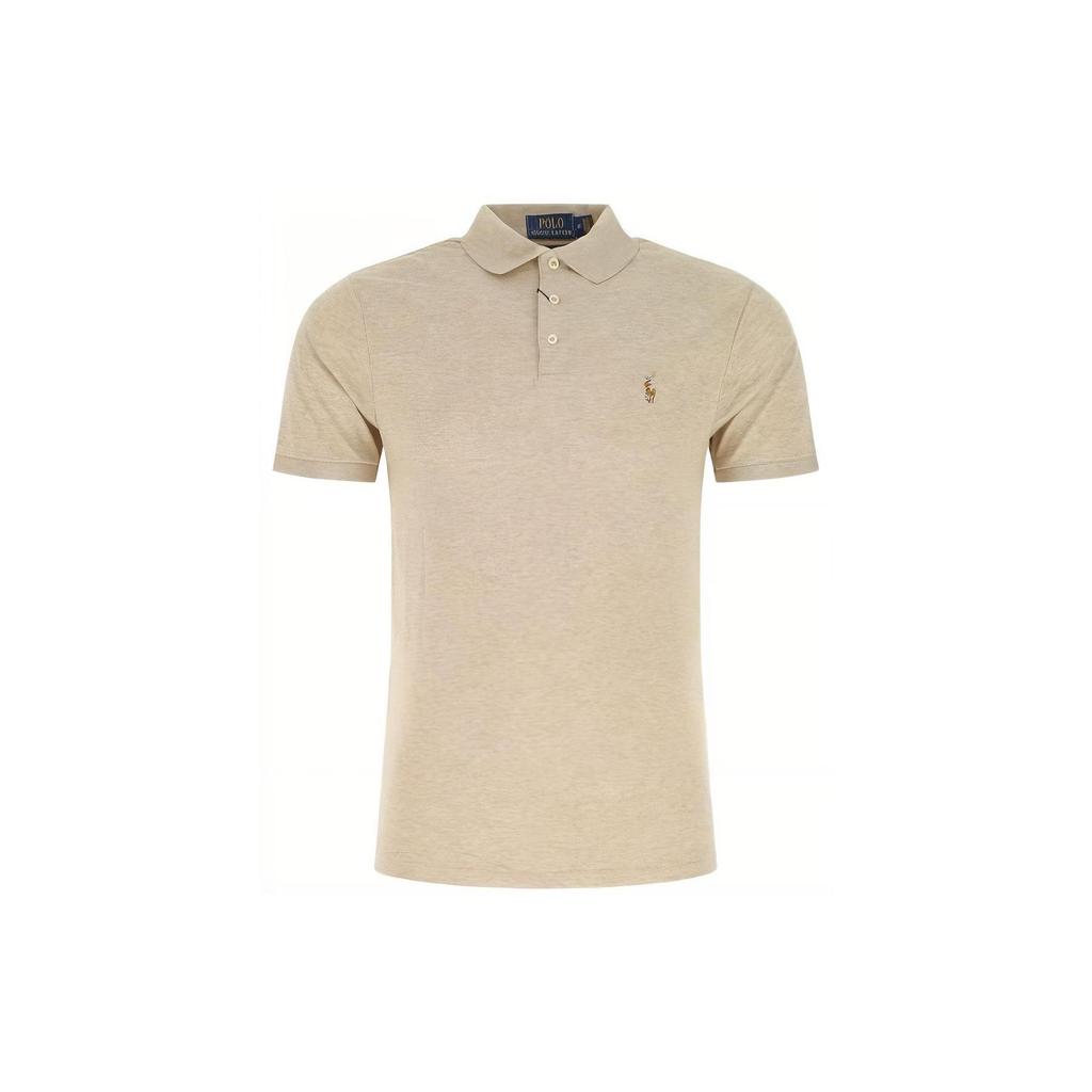 Polo Ralph Lauren Ss22 Однотонная рубашка поло с коротким рукавом и вышитым логотипом, мужские топы цвета хаки 710704319-068