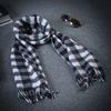 Women Winter Scarf Plaid Print Lightweight Soft Warm Scarf with Tassel Trim Cold Weather Imitation Cashmere Scarf